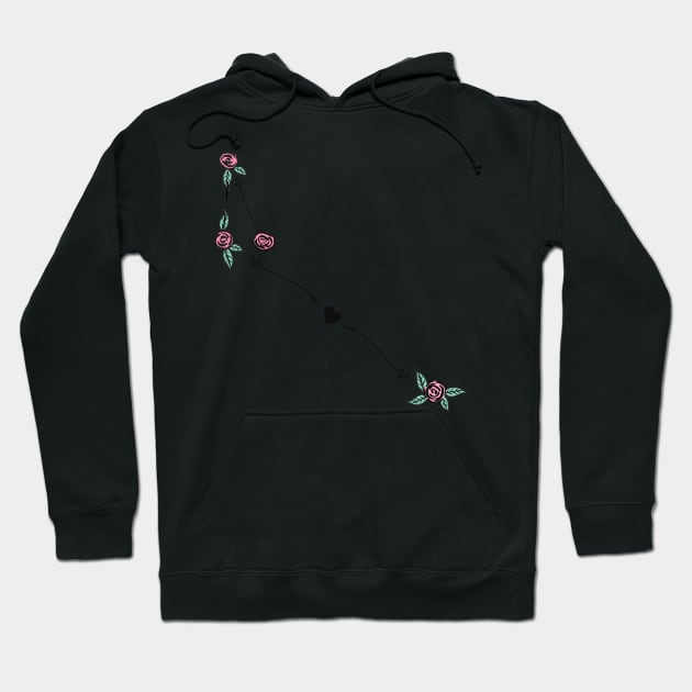 Apus (Bird of Paradise) Constellation Roses and Hearts Doodle Hoodie by EndlessDoodles